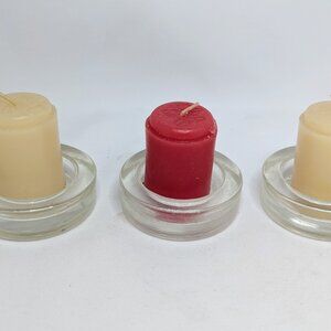 Round Clear Glass Tealight Holders Set of 3, 2.5" x 3.75" (New)